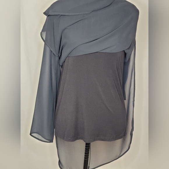 Soft Surroundings Jennifer Tunic Black Sheer Hi-Low Shell over Jersey - Size S - Picture 9 of 11